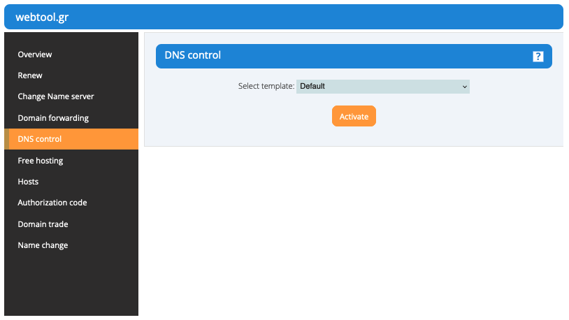 Activate DNS Control Service IP.GR