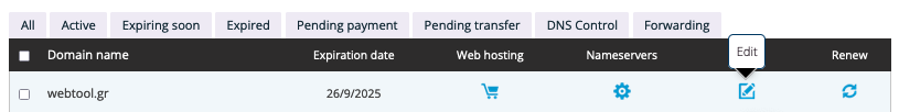 Edit Domain Name