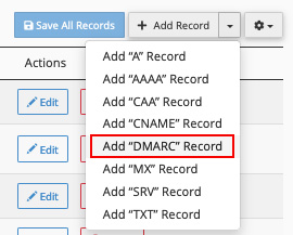 Επιλογή Add DMARC record στο cPanel