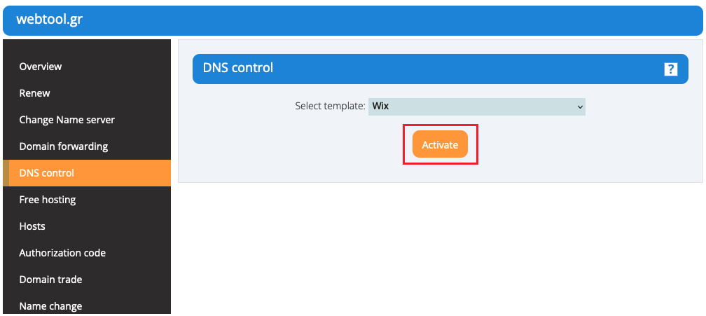 Activate DNS control
