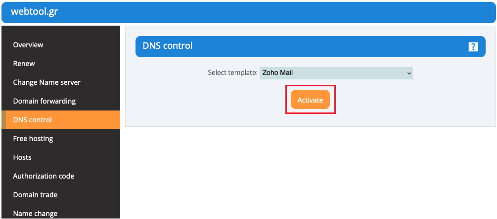 Activate DNS control