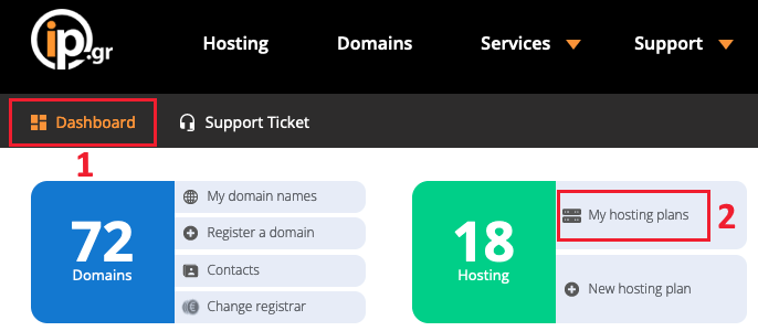 Select My hosting plans