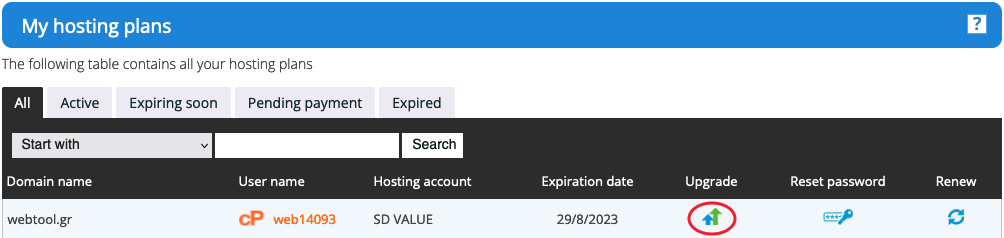 Choose hosting plan