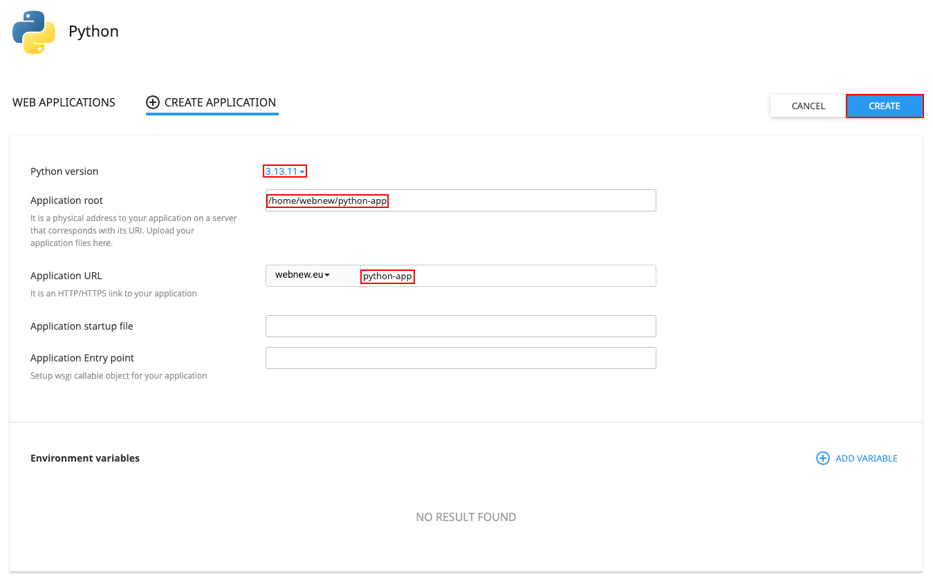 Completion of Python application creation
