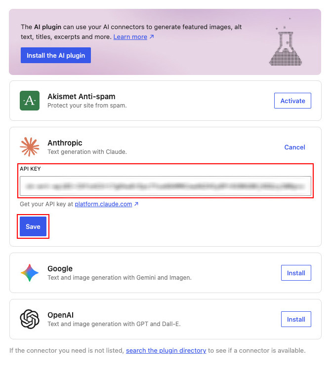 Εισαγωγή API Key