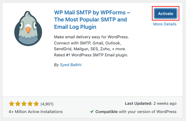 Ενεργοποίηση του WP Mail SMTP στο WordPress